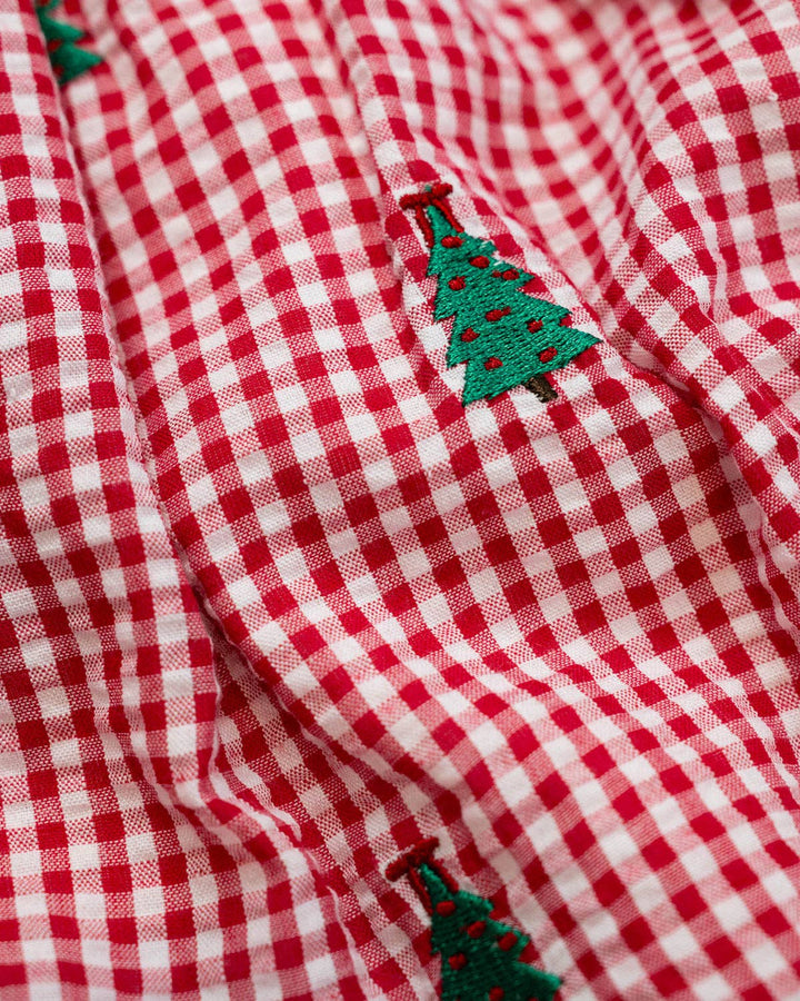 christmas trees embroidered pants