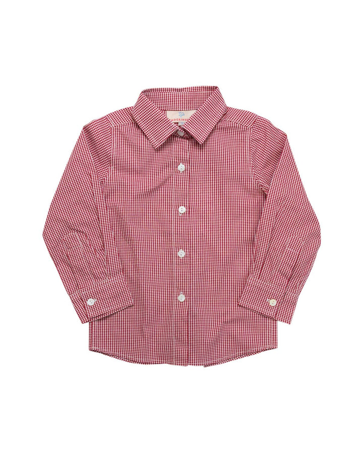 red gingham button down