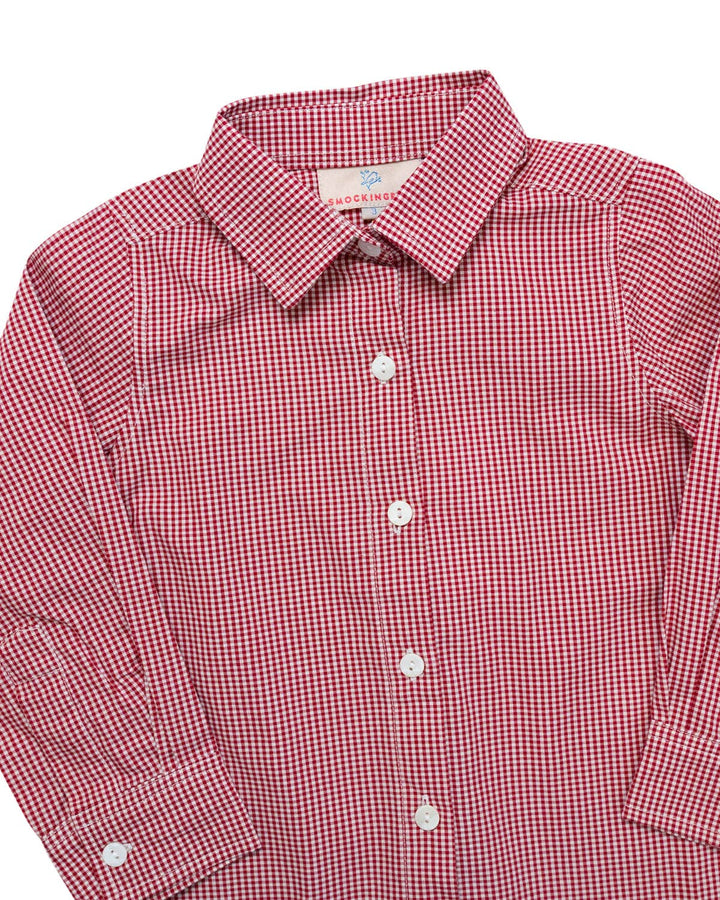 red gingham button down