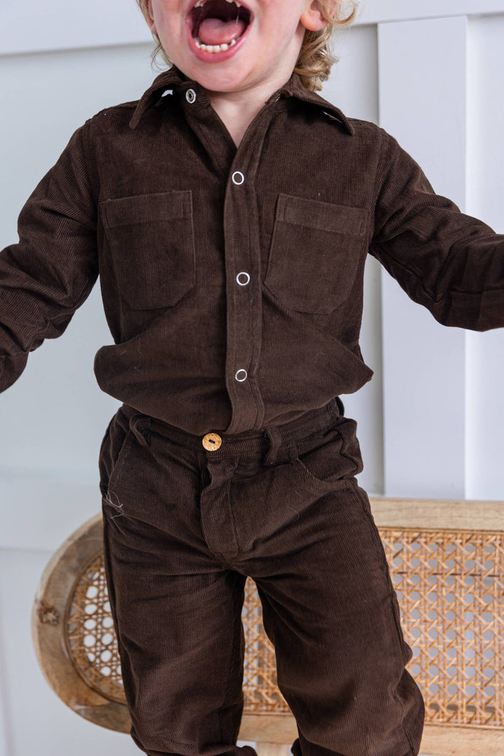 mikey corduroy button down shirt