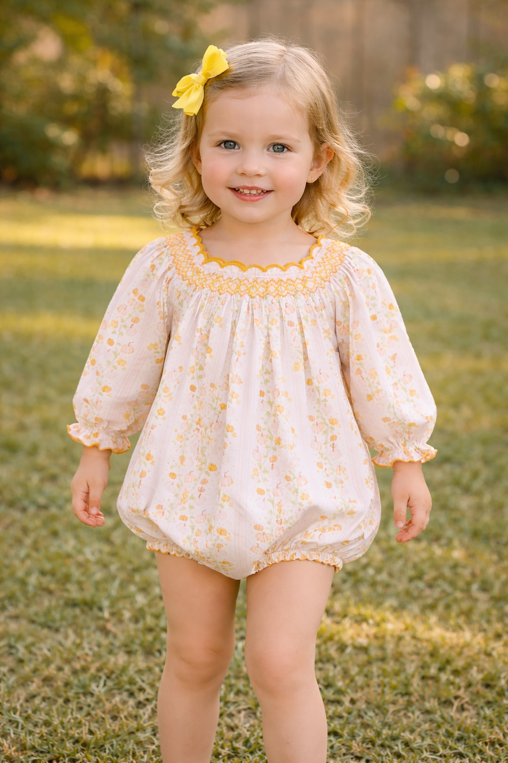 sweet pumpkins scalloped collar smocked bubble