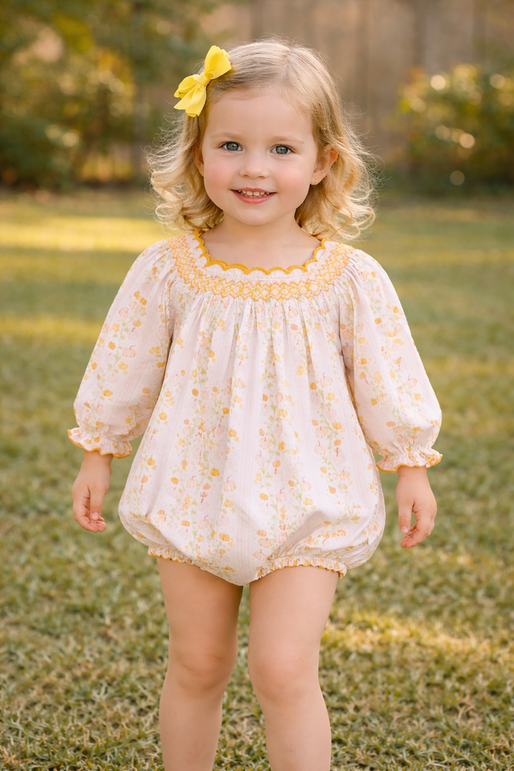 sweet pumpkins scalloped collar smocked bubble