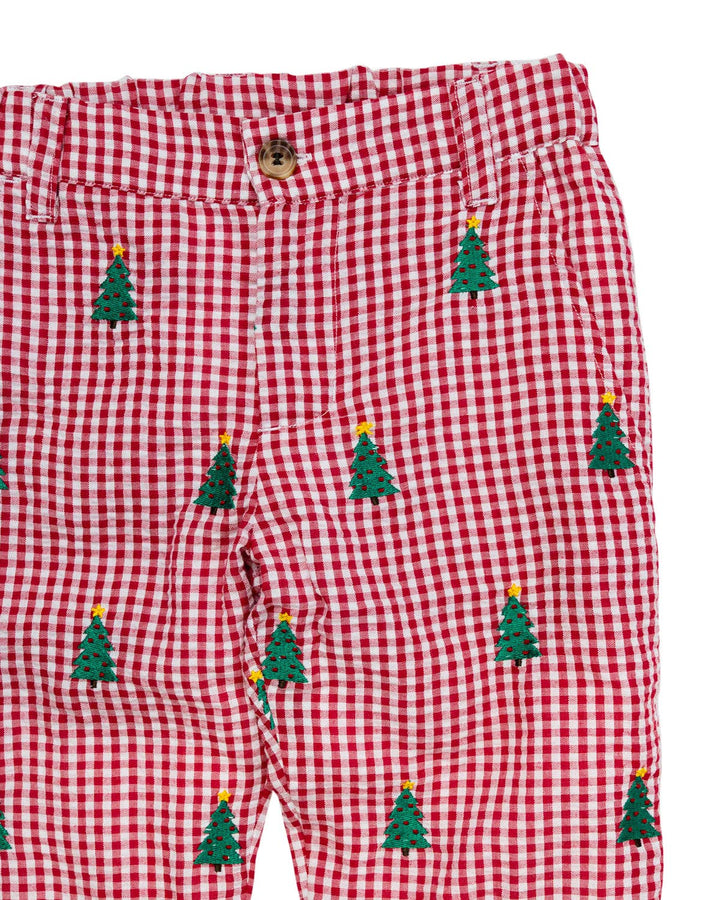 christmas trees embroidered pants