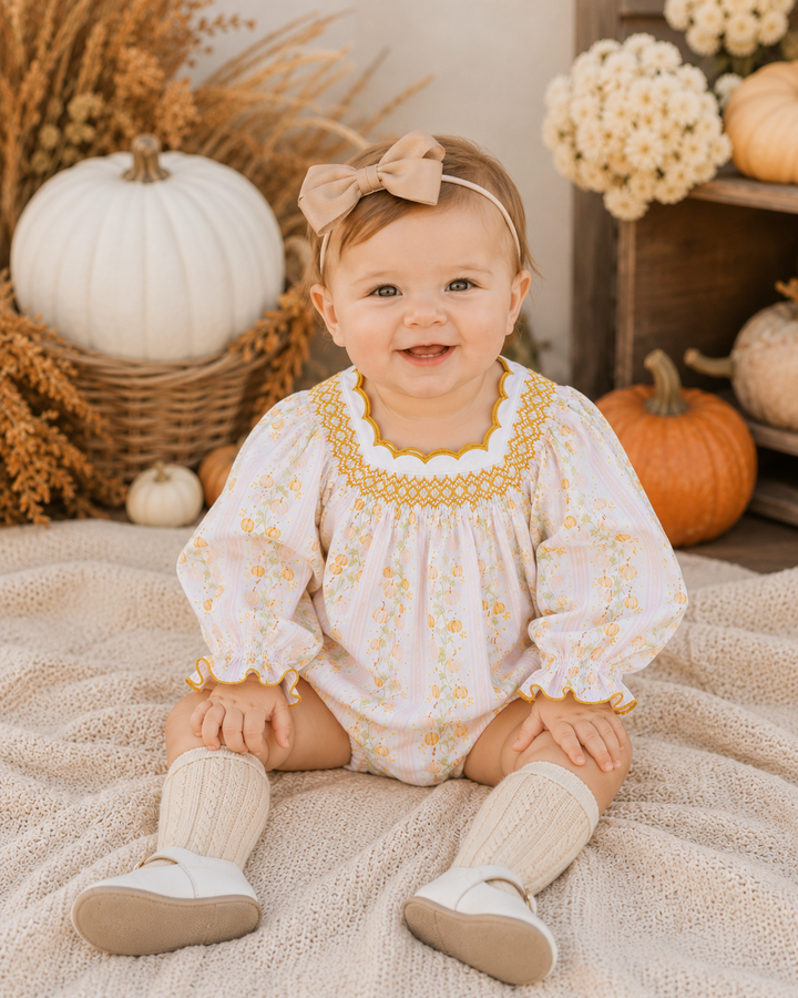 sweet pumpkins scalloped collar smocked bubble