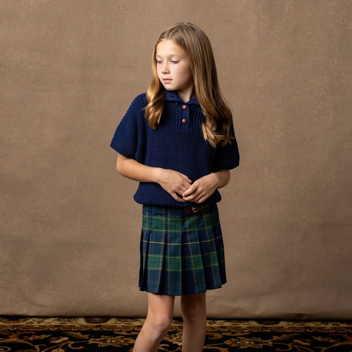 organic pleated buckle skirt