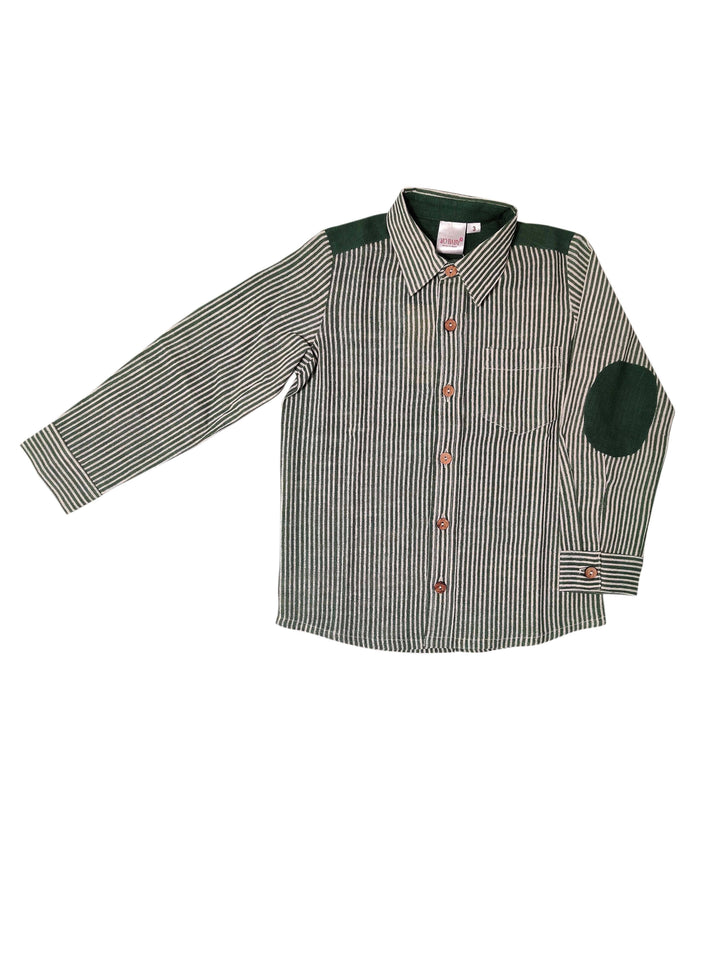 patch striped shirt - green
