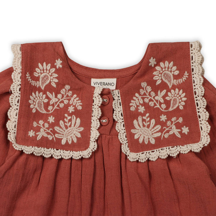 sola embroidered collar dress &amp; bloomer
