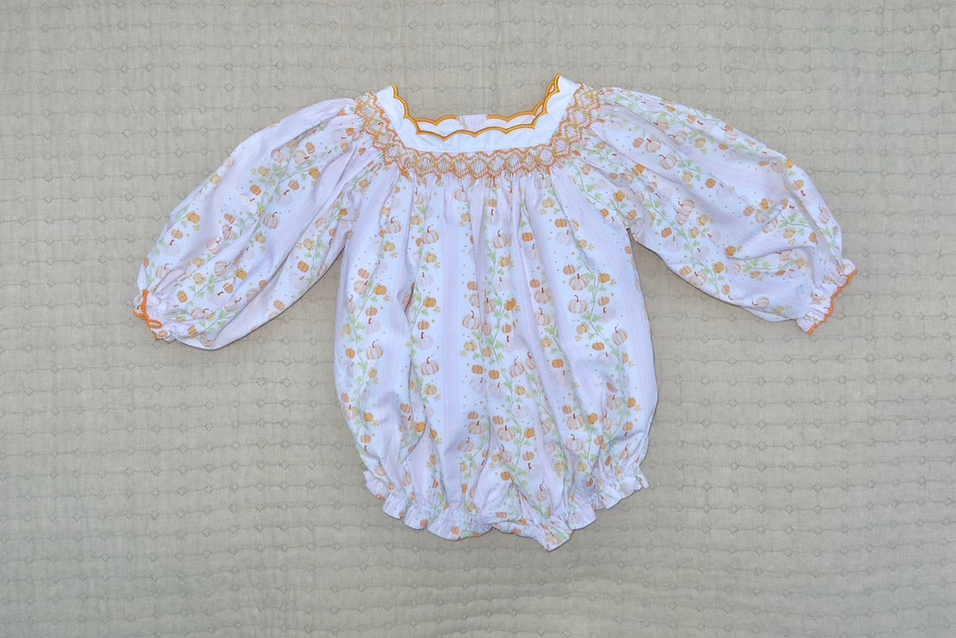sweet pumpkins scalloped collar smocked bubble