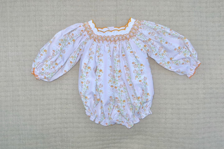 sweet pumpkins scalloped collar smocked bubble