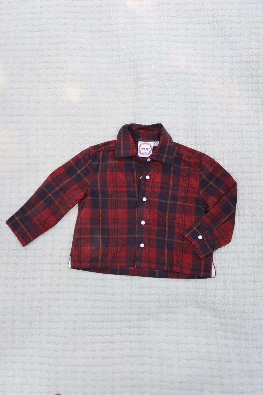 rowan red check button down shirt