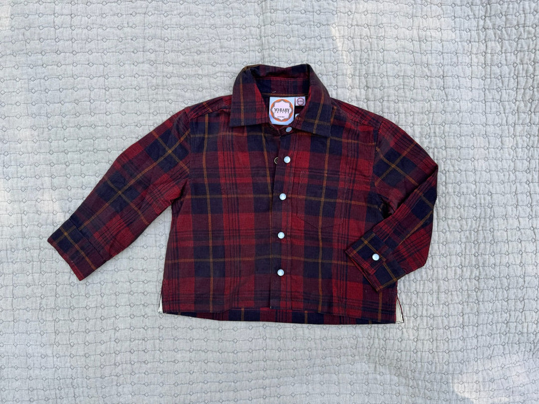 rowan red check button down shirt