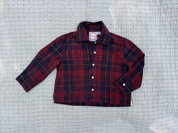 rowan red check button down shirt