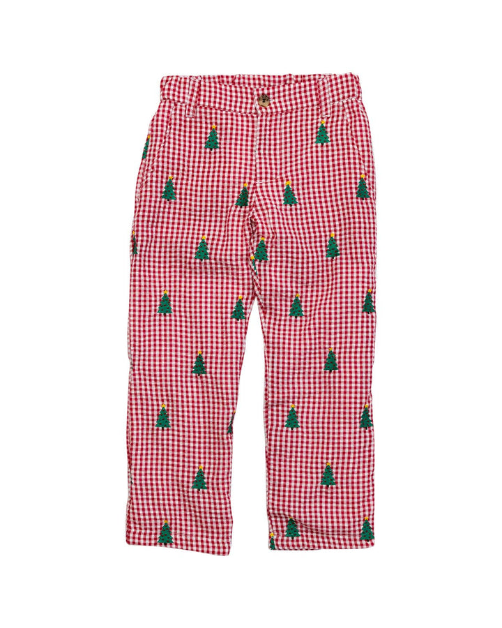 christmas trees embroidered pants