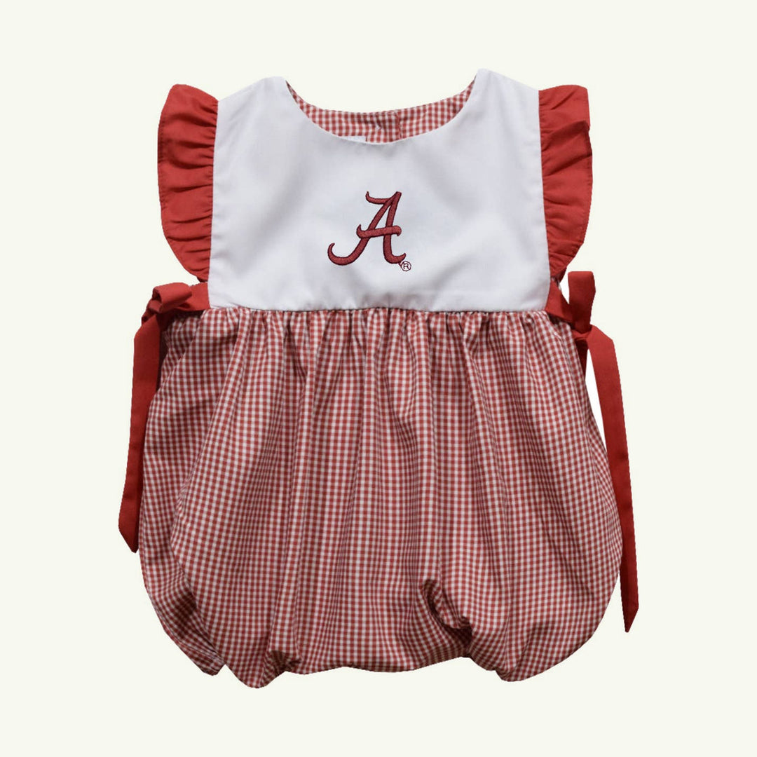 alabama crimson tide embroidered red gingham bubble on stork