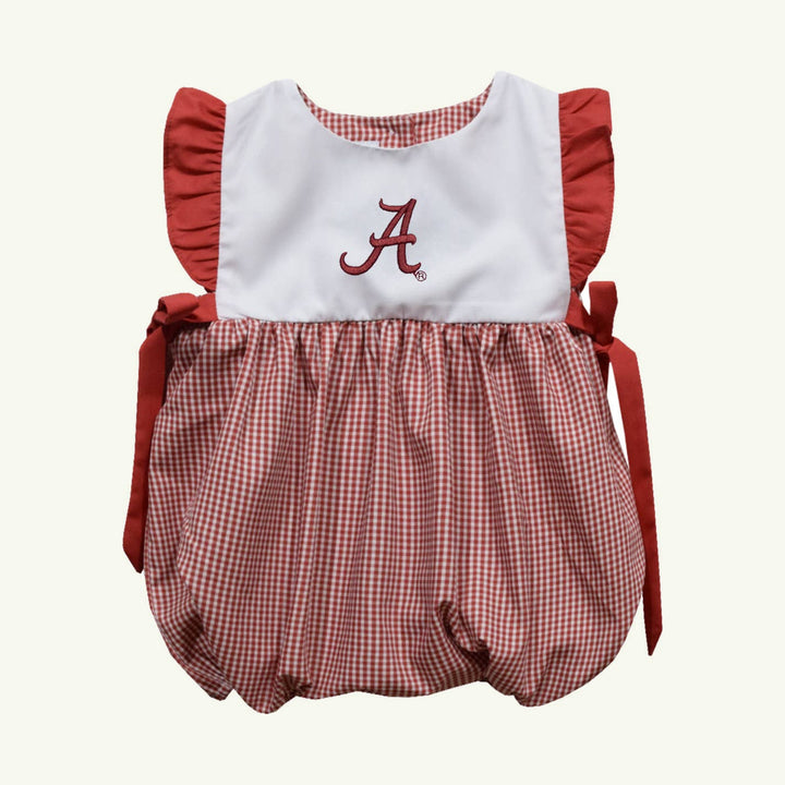 alabama crimson tide embroidered red gingham bubble on stork