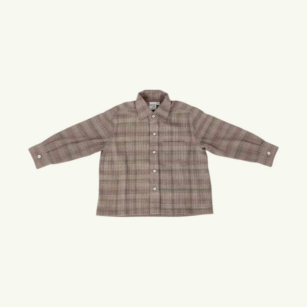 benny neutral check button down shirt on stork