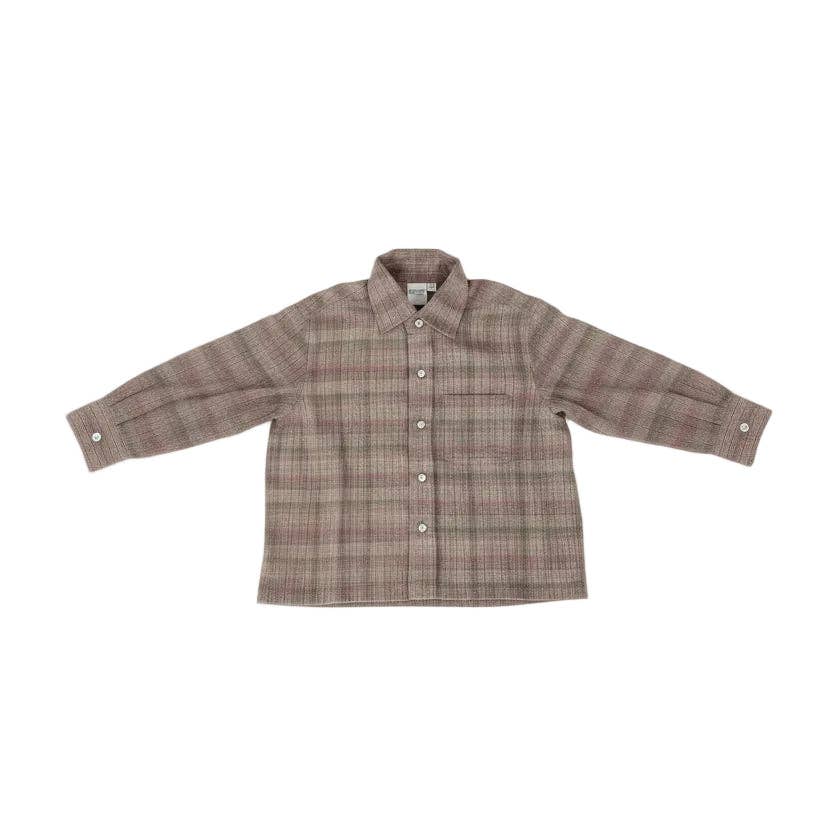 benny neutral check button down shirt