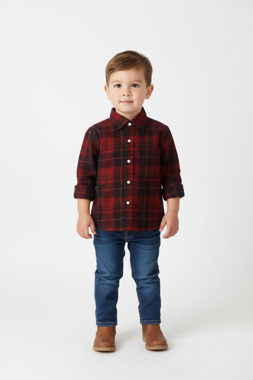 rowan red check button down shirt