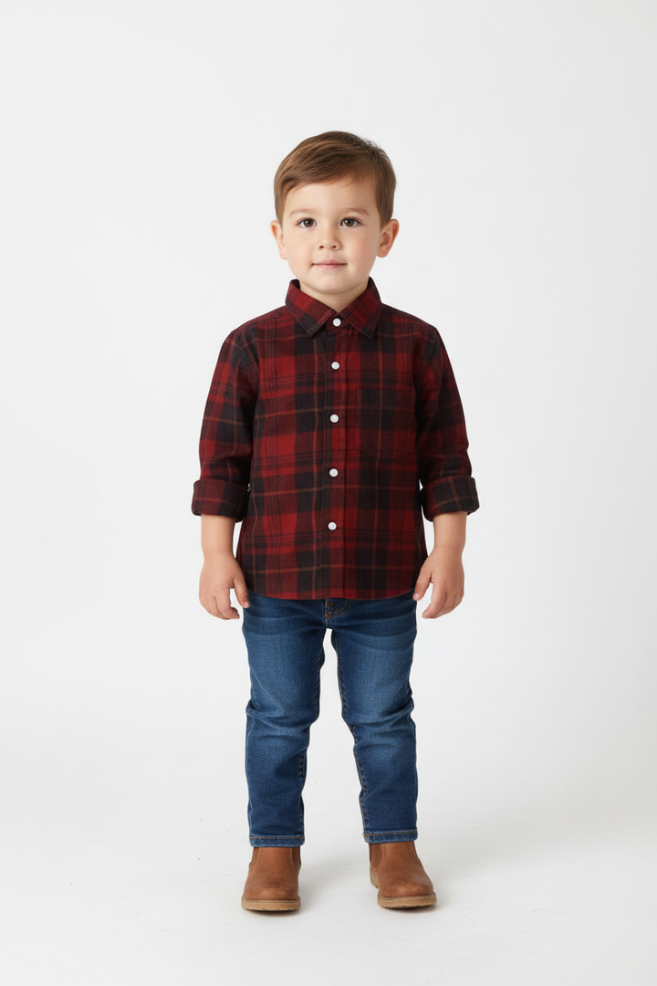 rowan red check button down shirt