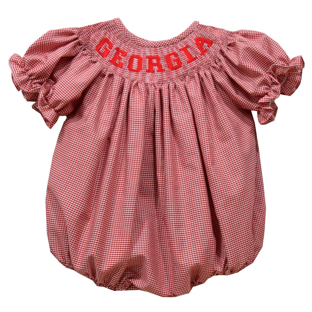 georgia smocked gingham short sleeve bubble