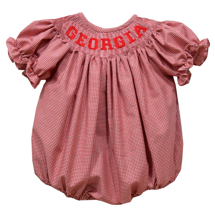 georgia smocked gingham short sleeve bubble