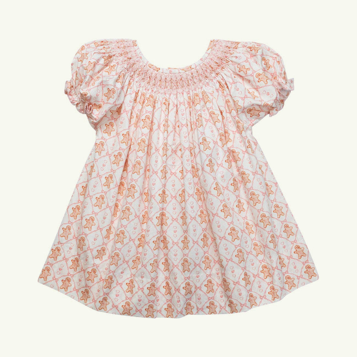 gingerbread smocked dress on stork