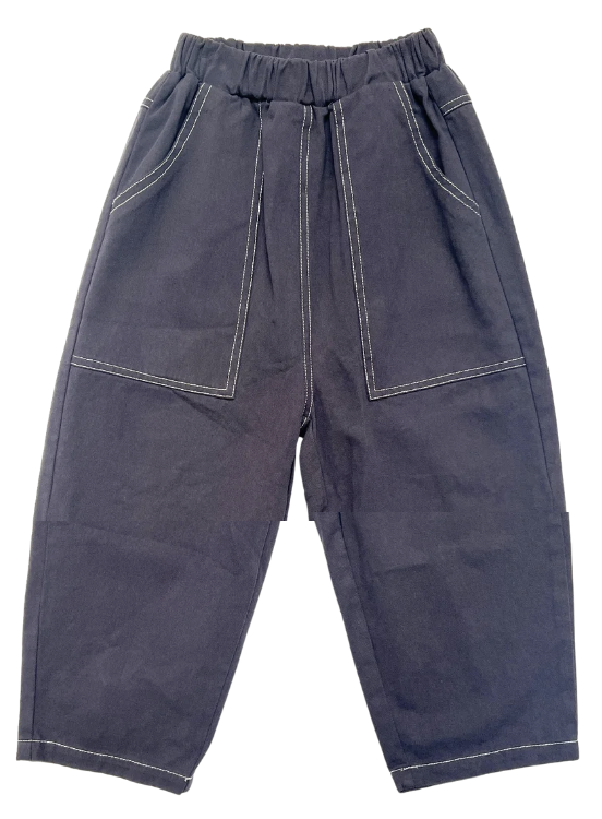topstitch twill pants - charcoal