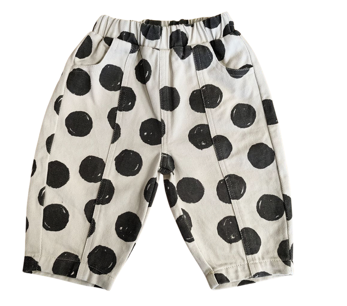 dot baby balloon jean - ecru/charcoal dot