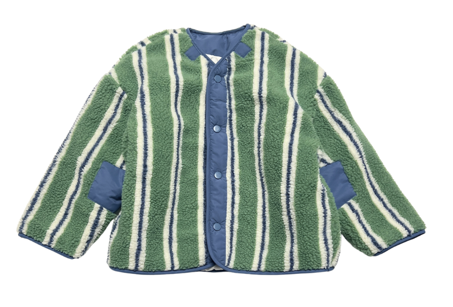 sherpa jacket - green stripe