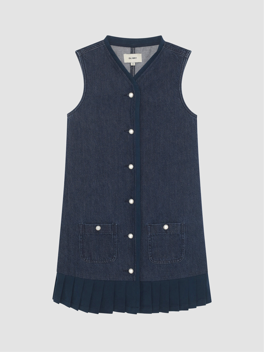 manning denim vest dress on stork