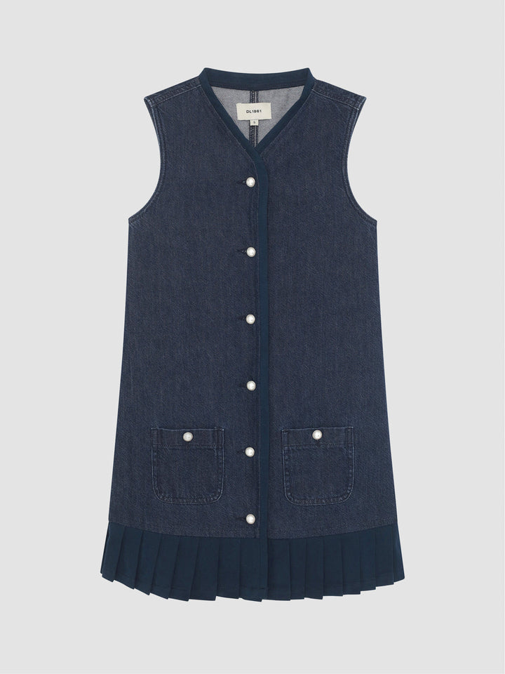 manning denim vest dress on stork