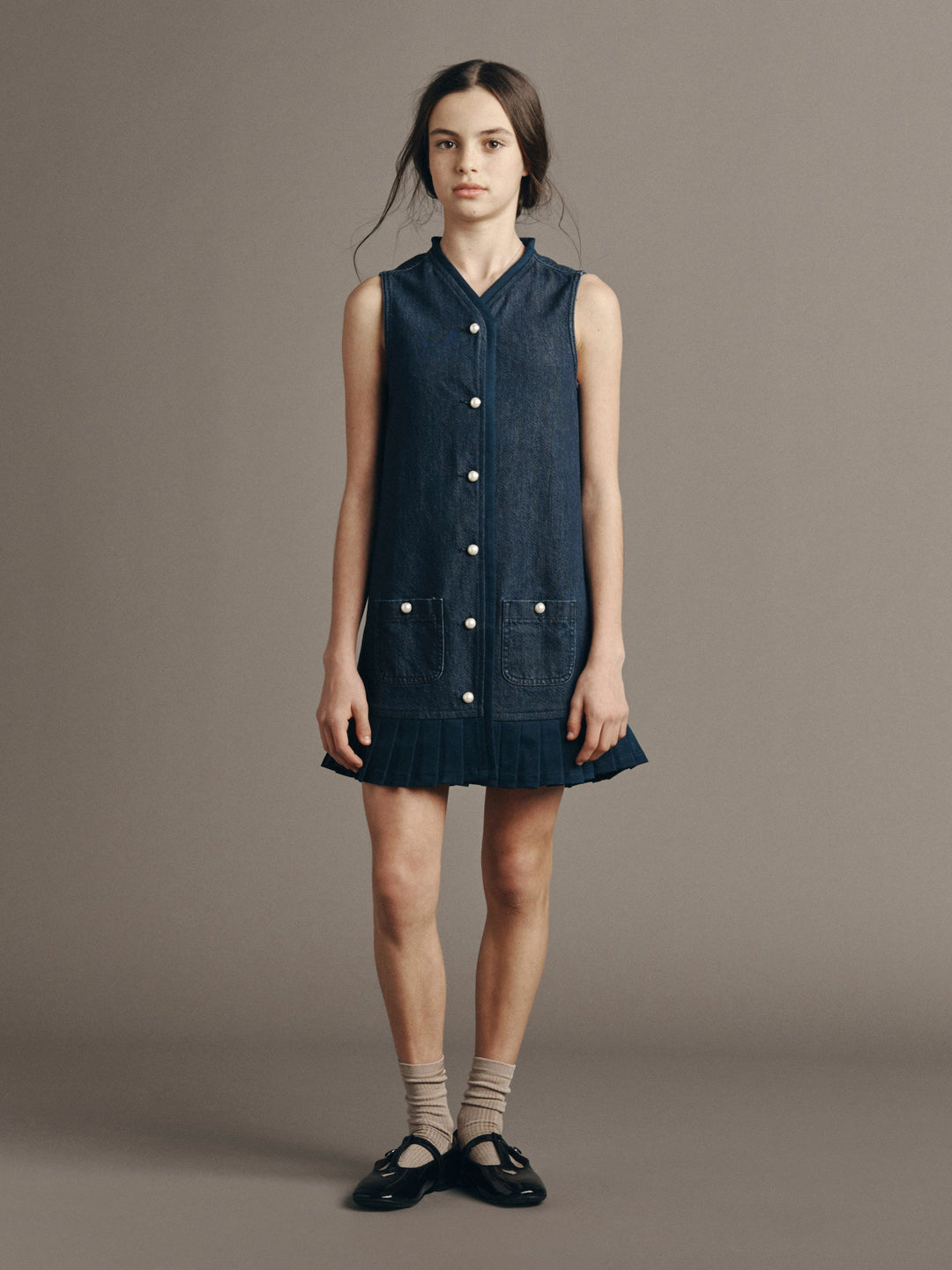 manning denim vest dress on stork