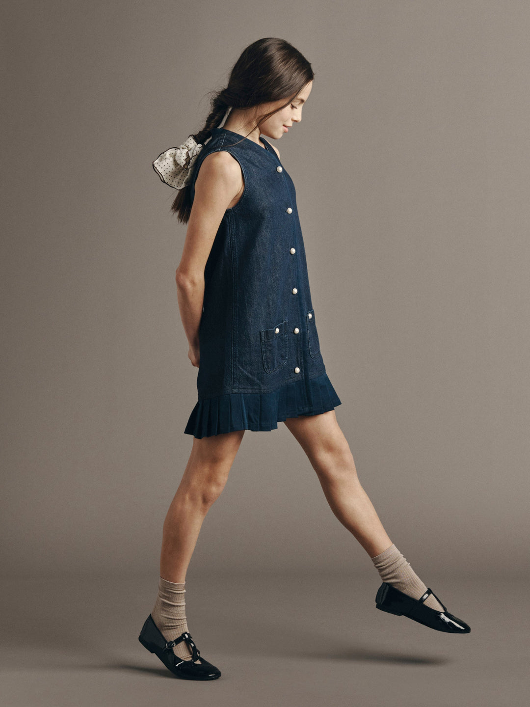 manning denim vest dress on stork