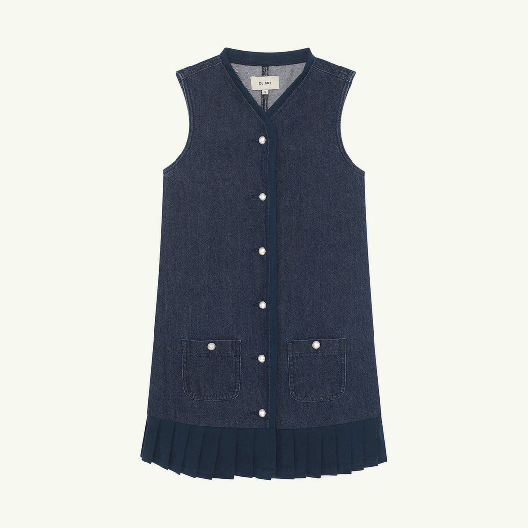 manning denim vest dress on stork