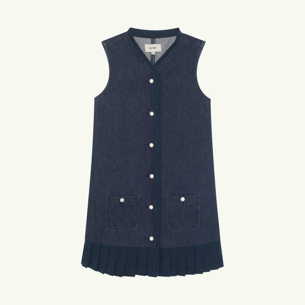 manning denim vest dress on stork