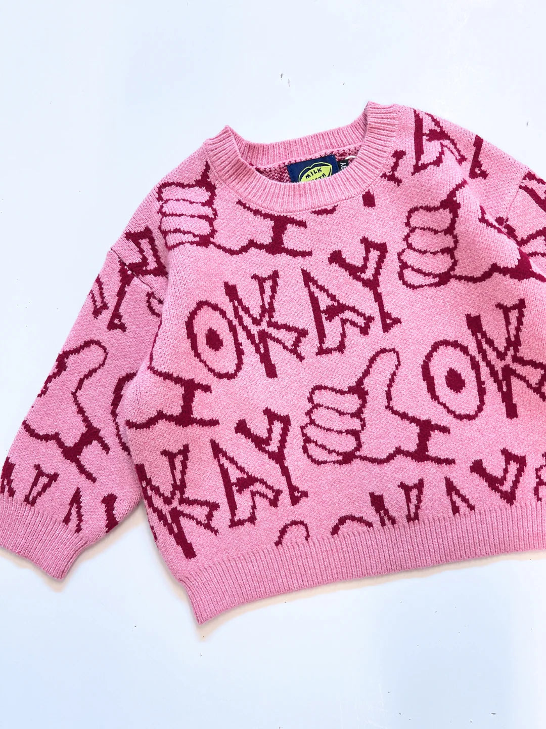 okay sweater in pink, flat lay