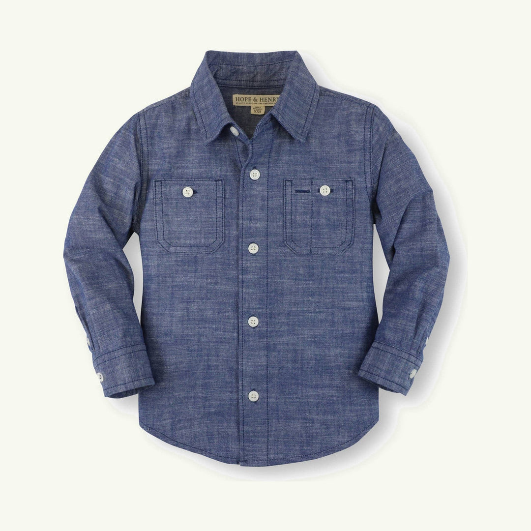 organic chambray button down shirt on stork