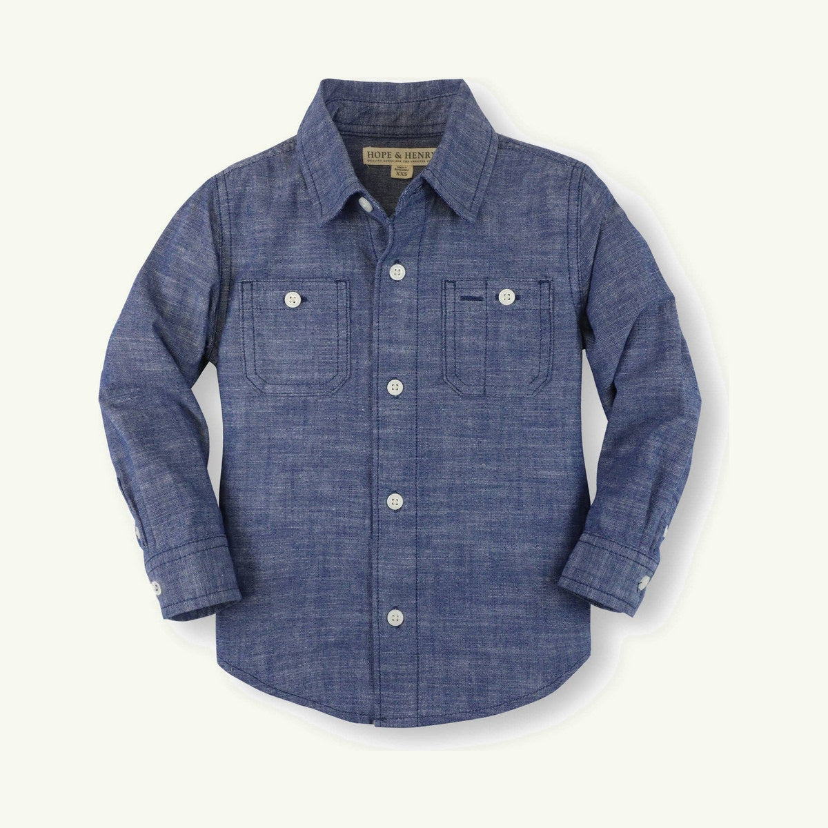 organic chambray button down shirt on stork