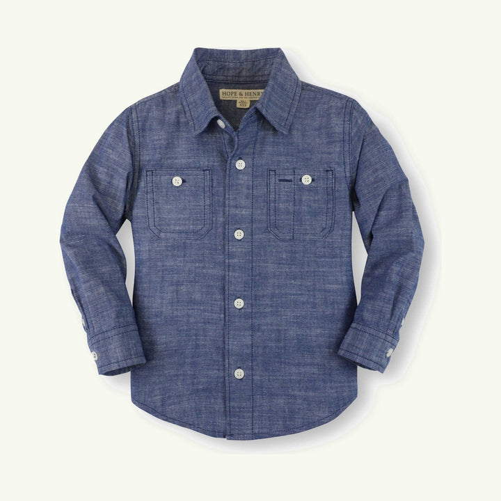 organic chambray button down shirt on stork