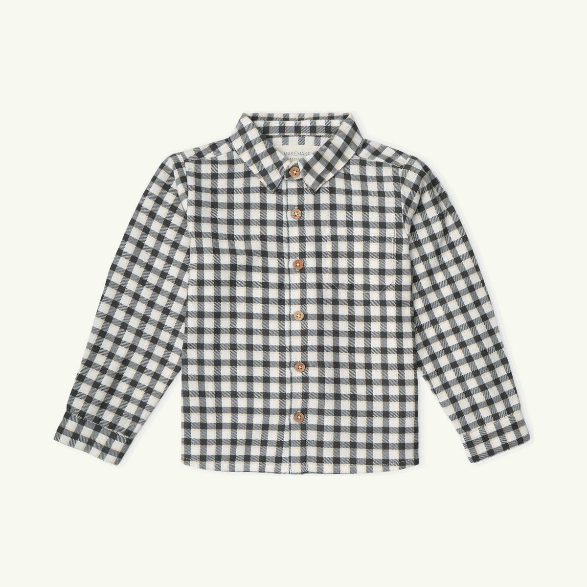 organic collared long sleeve button down - charcoal on stork