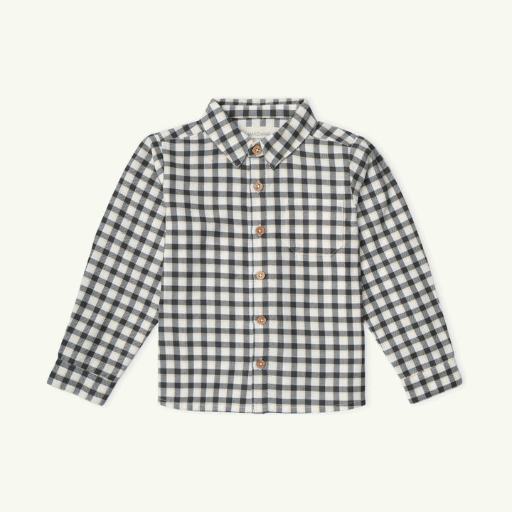 organic collared long sleeve button down - charcoal on stork