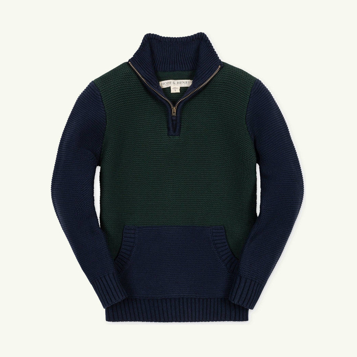 organic half zip kanga sweater on stork