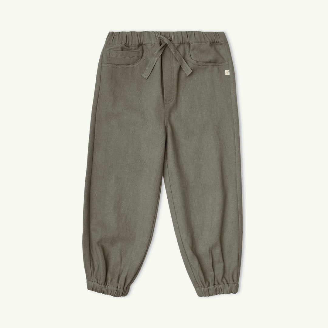 organic twill jogger pants - olive on stork