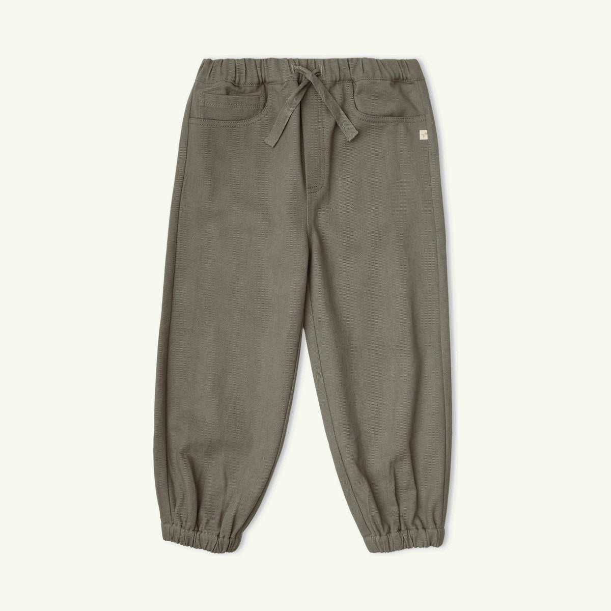 organic twill jogger pants - olive on stork