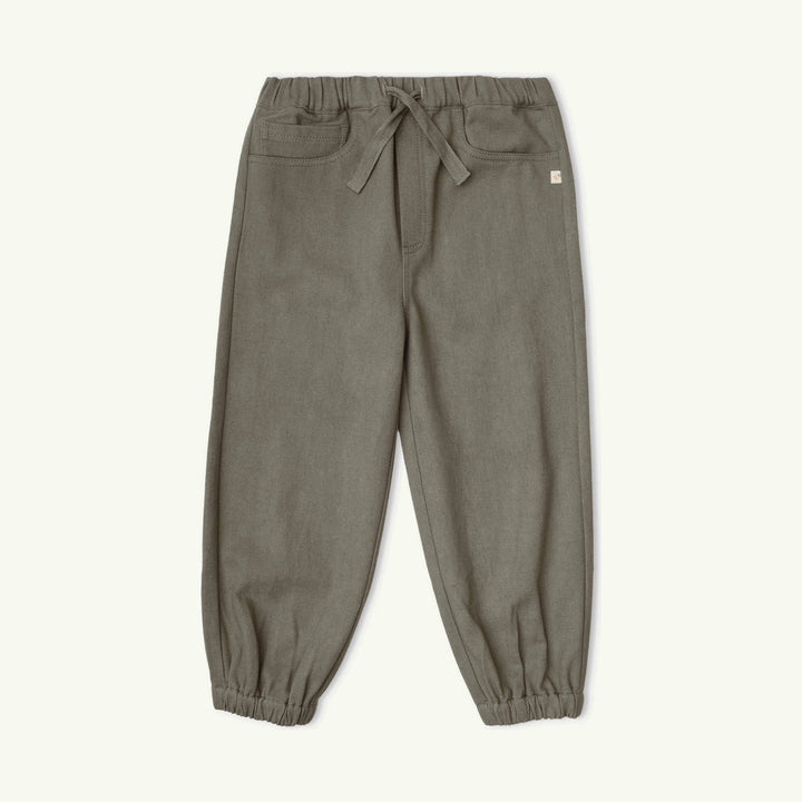 organic twill jogger pants - olive on stork