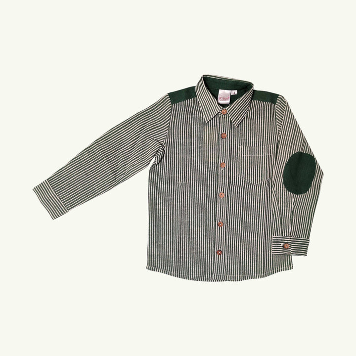 patch striped shirt - green on stork