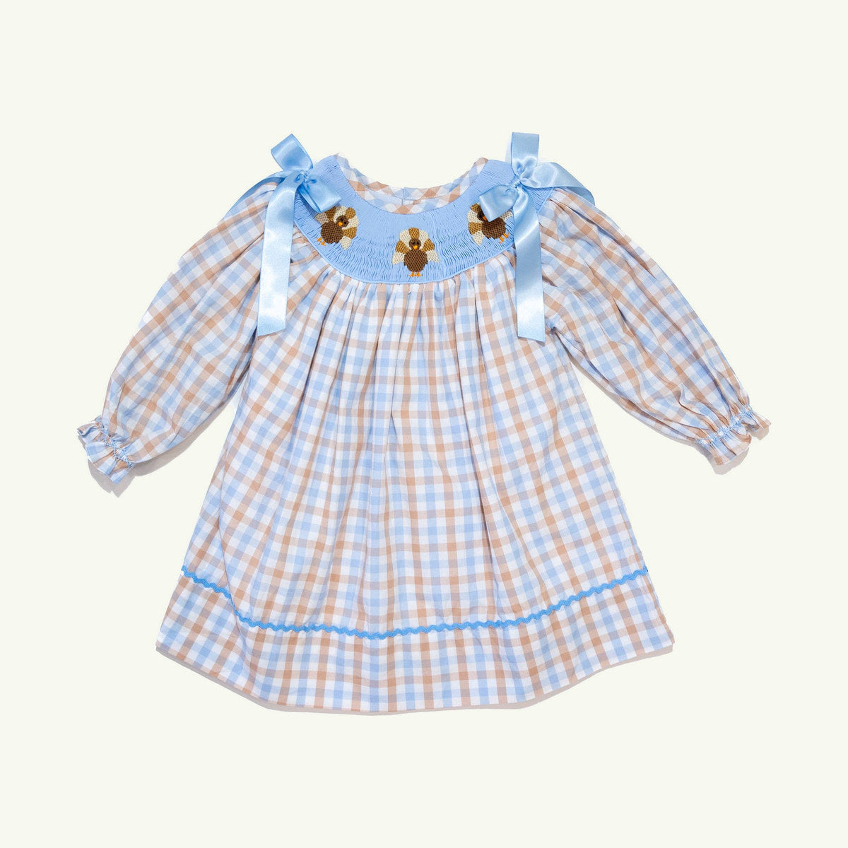 plaid turkey smocked dress on stork