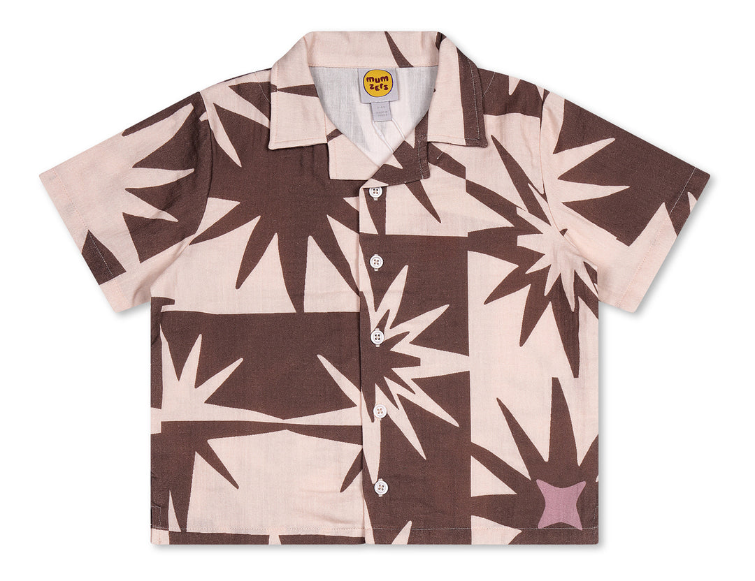 pow pow pals camp collar shirt on stork