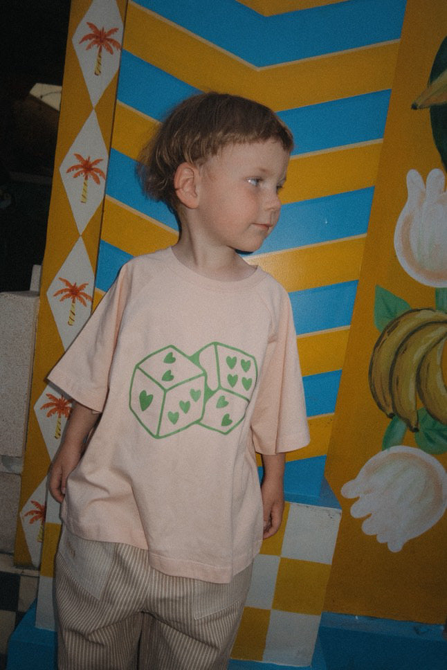 roll the dice tee - peach cream