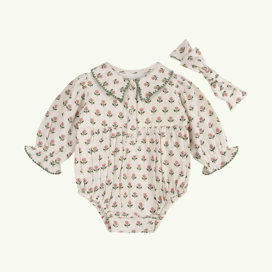 rosamund block print romper &amp; headband on stork